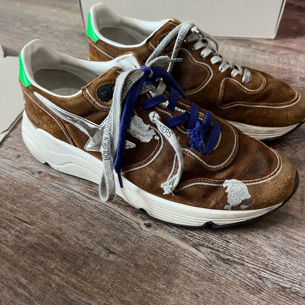 Golden Goose Brown and White Sneakers